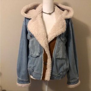 FREE PEOPLE Hooded Denim Jacket